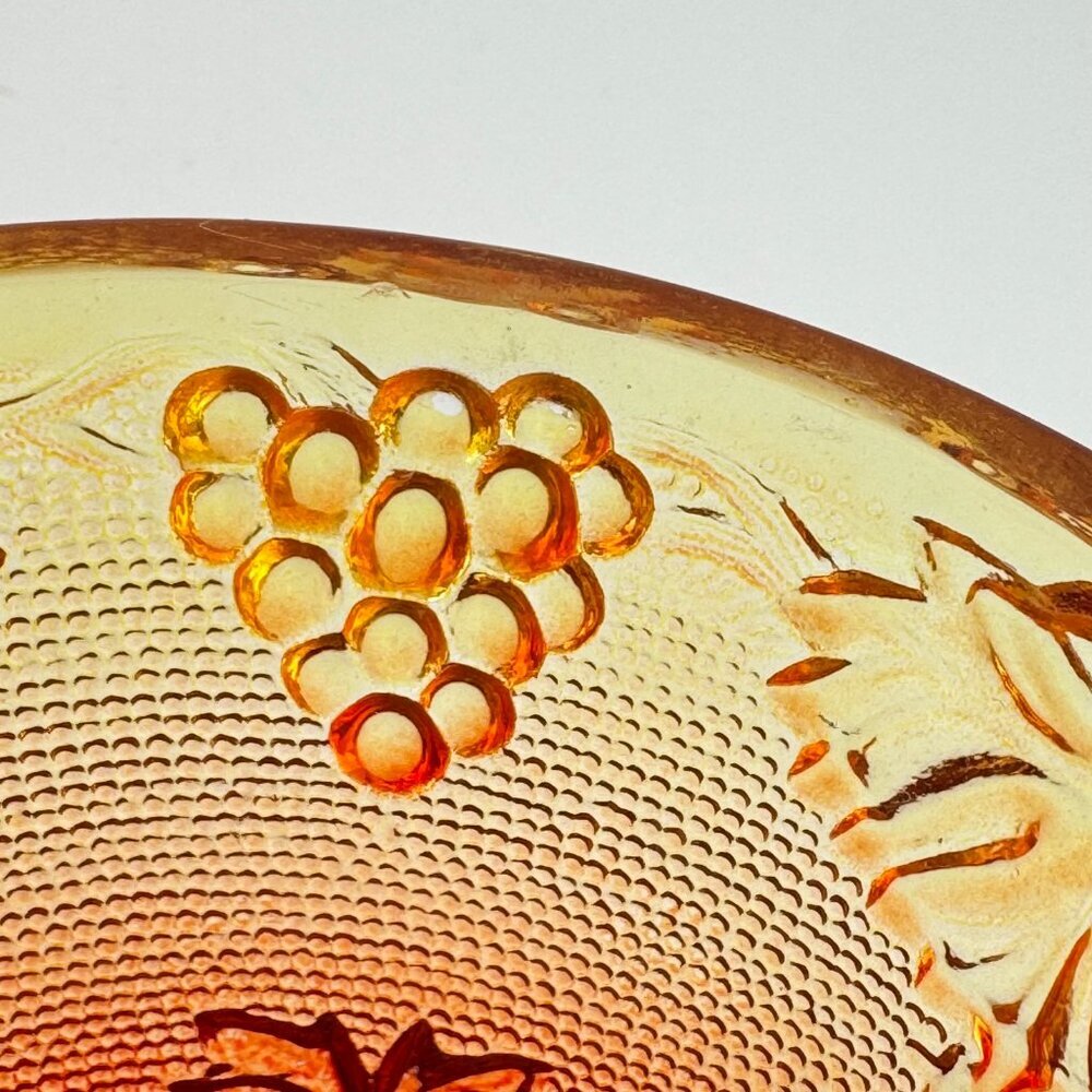 Vintage Jeanette Amberina Harvest Grapes Footed Candy Dish w/Lid Carnival Glass - Picture 11 of 11